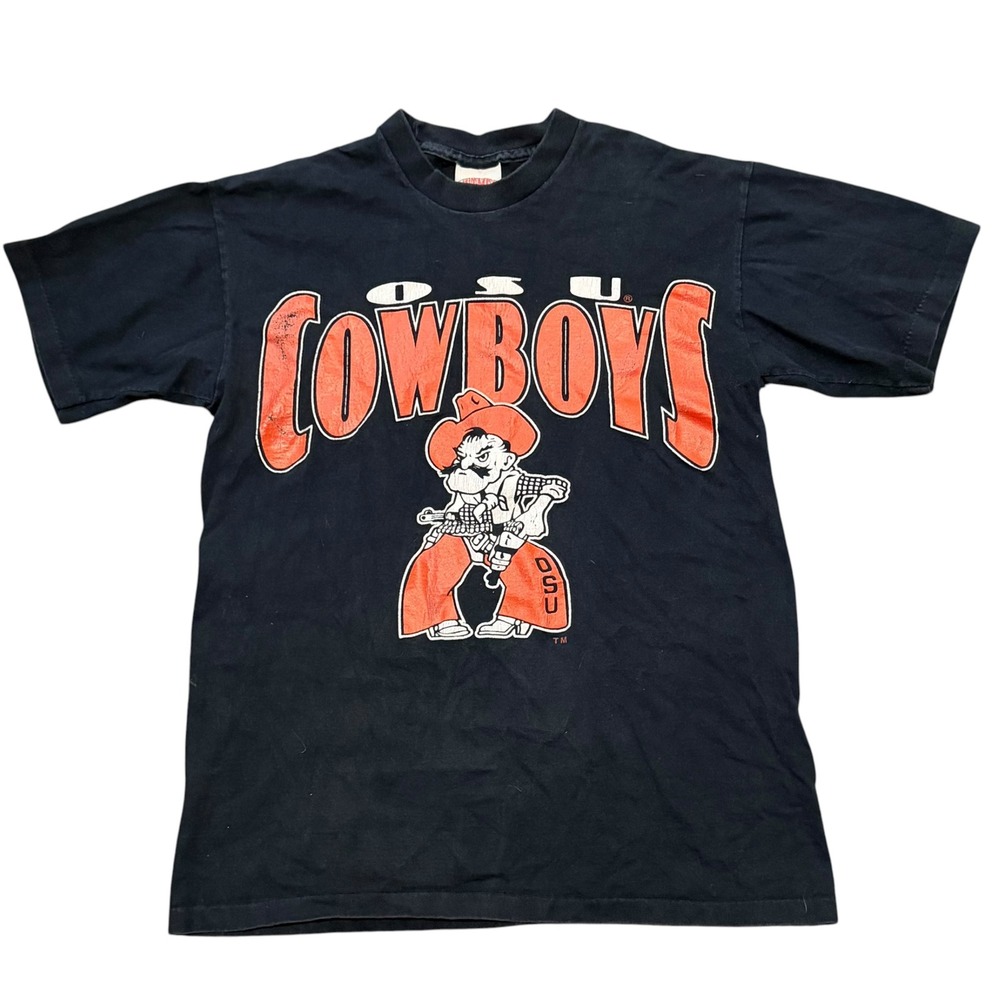 Vintage Nutmeg Oklahoma State Cowboys OSU T-Shirt Mens M Black Single Stitch